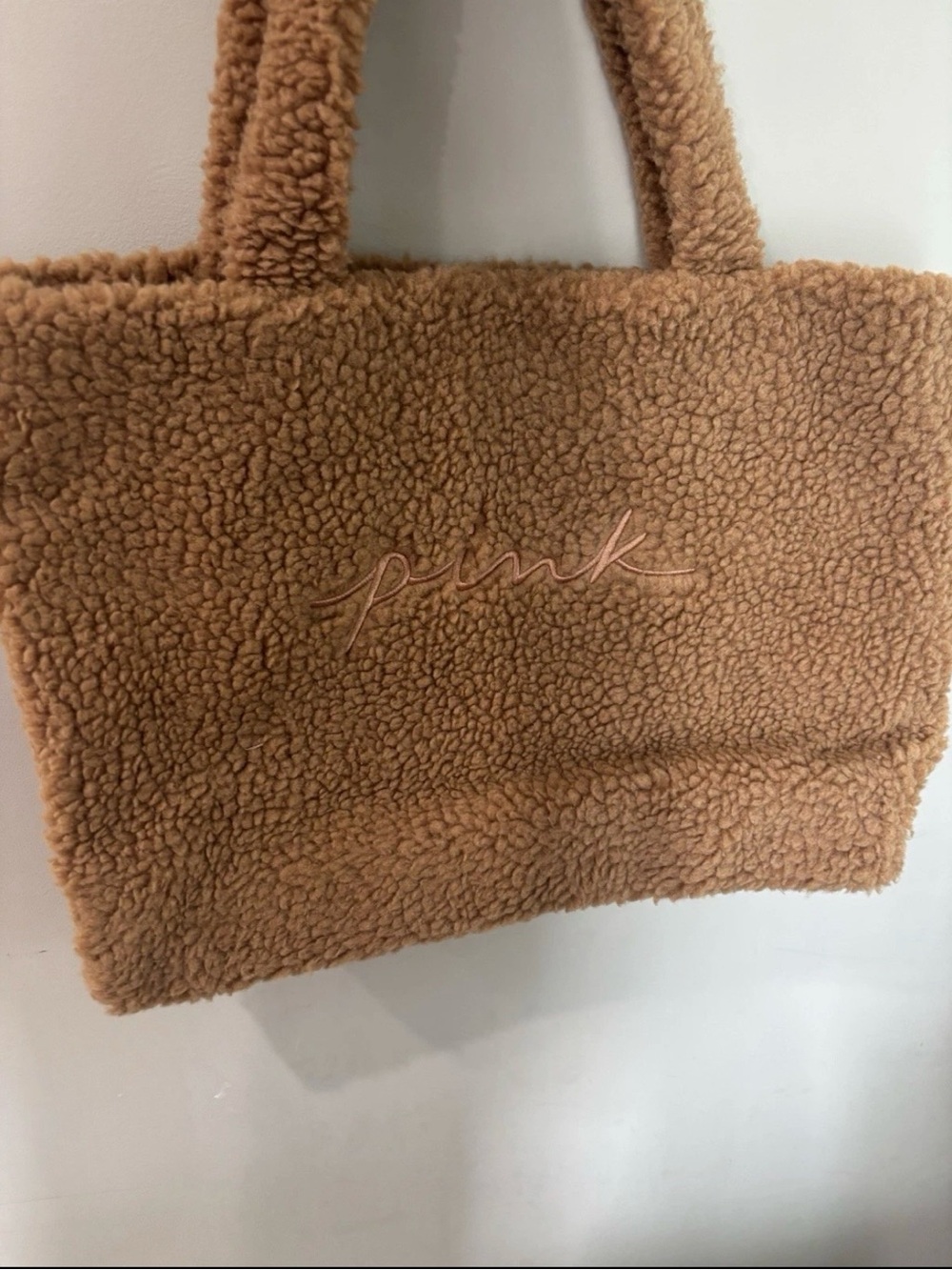 PINK Victoria's Secret Sherpa Tote in Camel